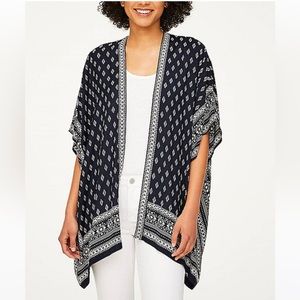 Loft Outlet Navy and White Floral Open Front Kimono